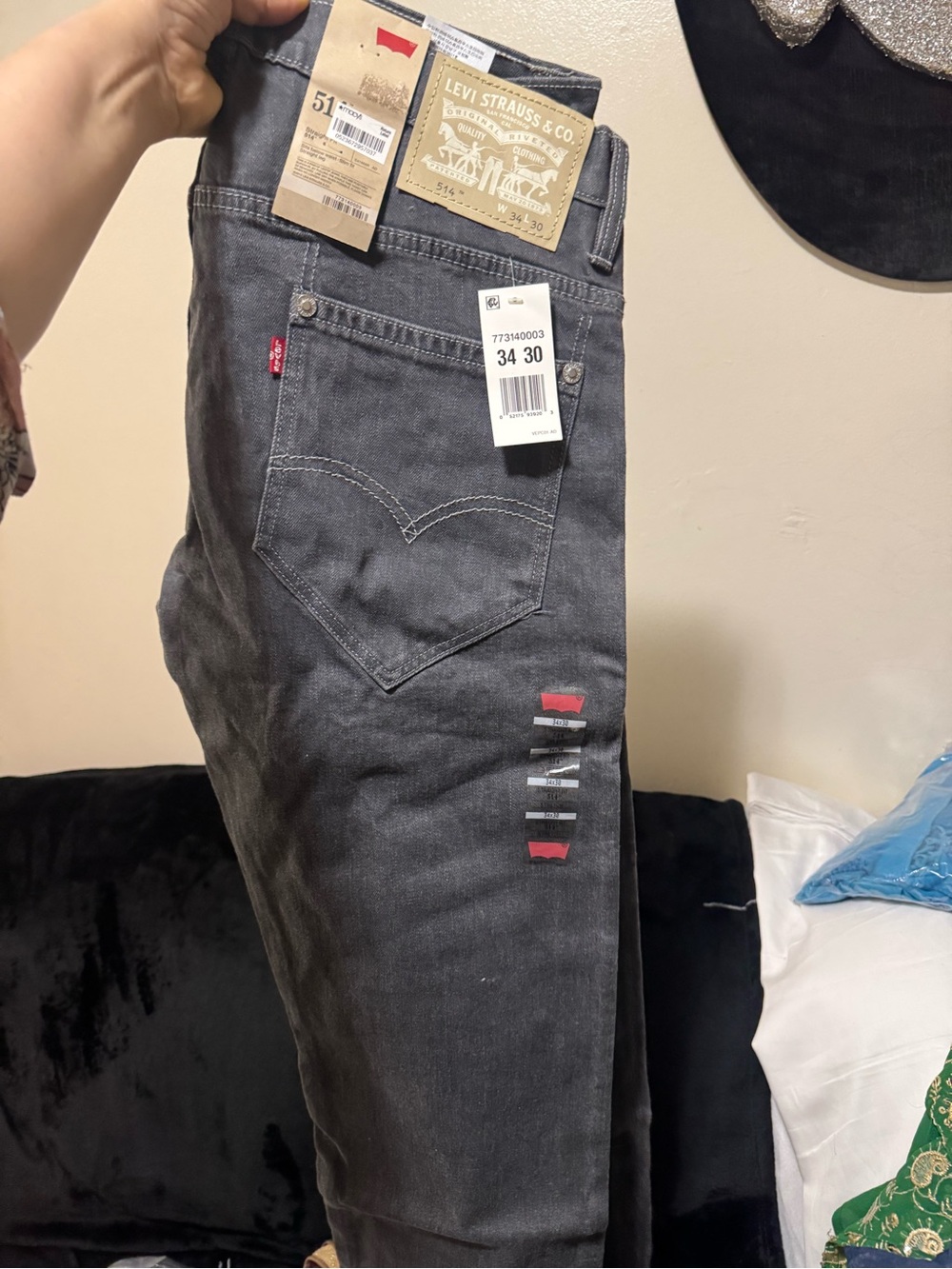 NWT Levi’s 514 Straight Fit Jeans Gray Wash Men’s 34x30